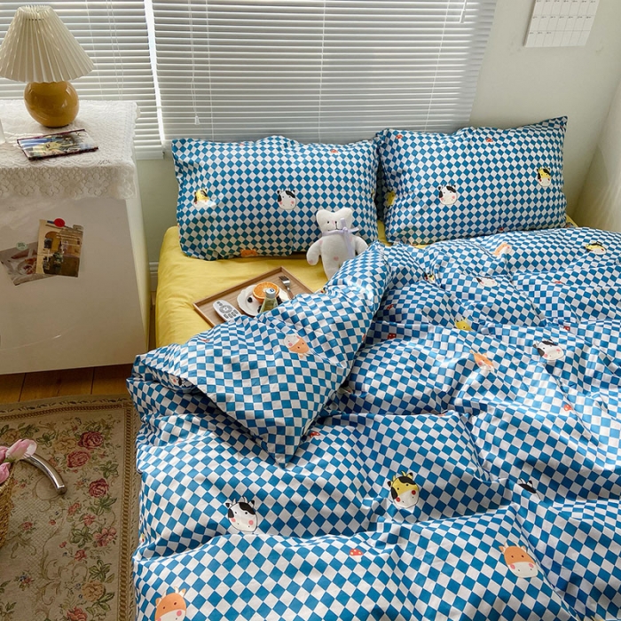 91家纺网 家纺一手货源 找家纺 2021新款简约风40s13372全棉喷气四件套 牛萌萌