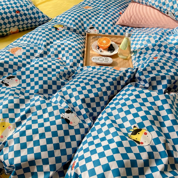 91家纺网 家纺一手货源 找家纺 2021新款简约风40s13372全棉喷气四件套 牛萌萌