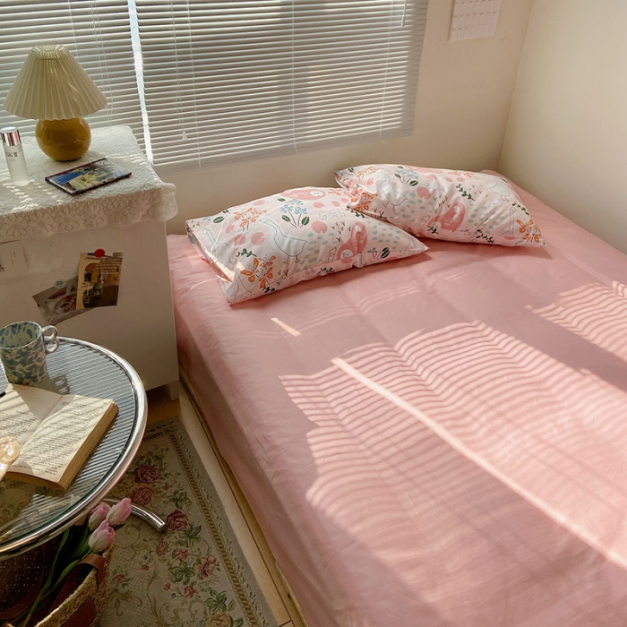 91家纺网 家纺一手货源 找家纺 2021新款简约风40s13372全棉喷气四件套 田园