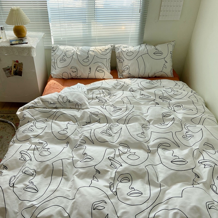 91家纺网 家纺一手货源 找家纺 2021新款简约风40s13372全棉喷气四件套 印象