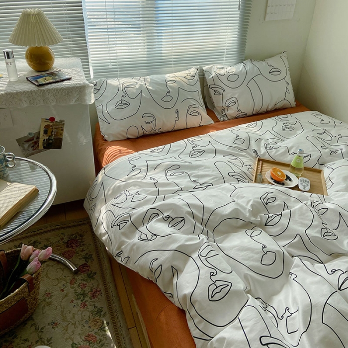 91家纺网 家纺一手货源 找家纺 2021新款简约风40s13372全棉喷气四件套 印象