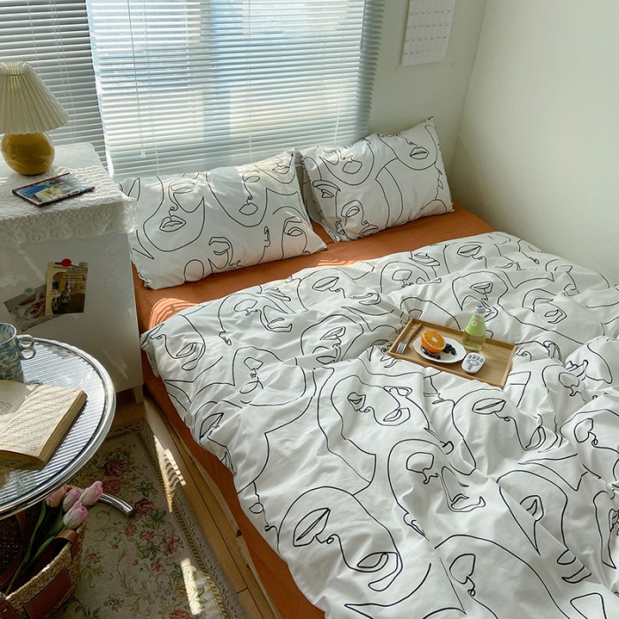 91家纺网 家纺一手货源 找家纺 2021新款简约风40s13372全棉喷气四件套 印象