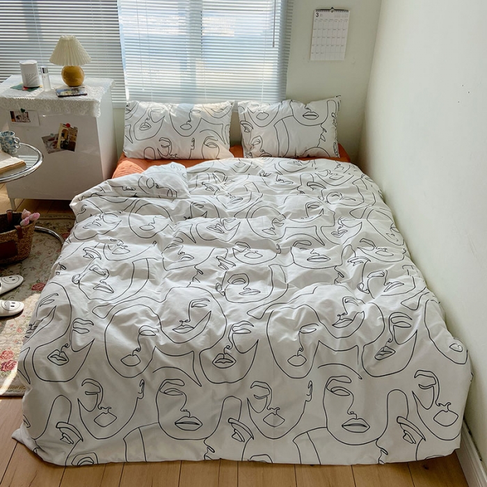 91家纺网 家纺一手货源 找家纺 2021新款简约风40s13372全棉喷气四件套 印象