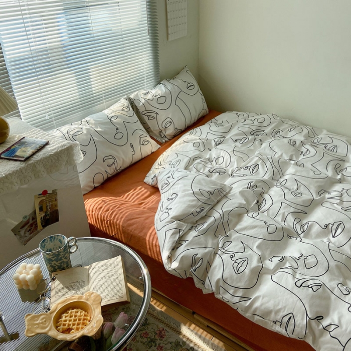 91家纺网 家纺一手货源 找家纺 2021新款简约风40s13372全棉喷气四件套 印象