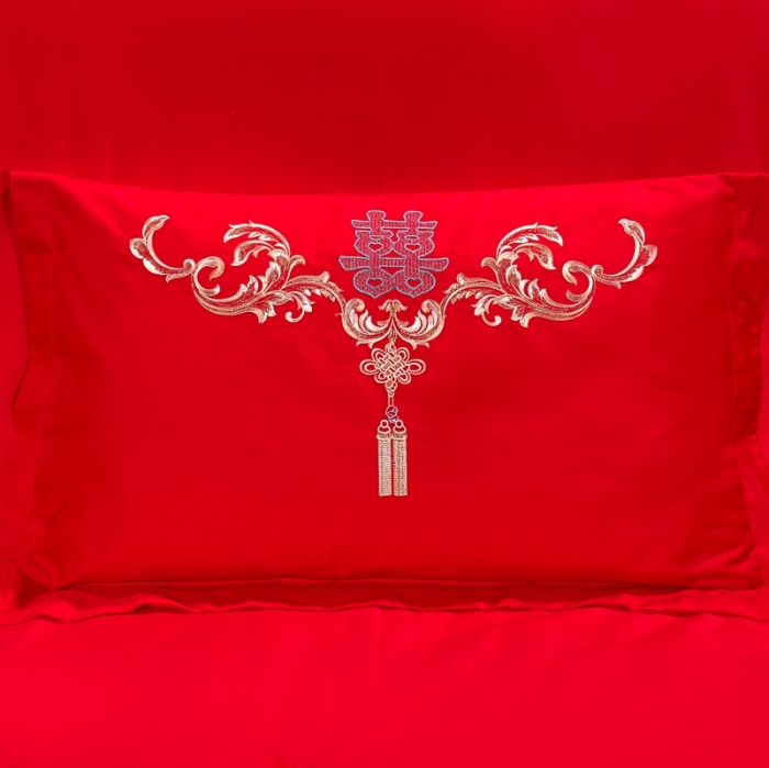 91家纺网 家纺一手货源 找家纺 用心 2021新款婚庆绣花款套件婚庆多件套 YM-完美婚礼