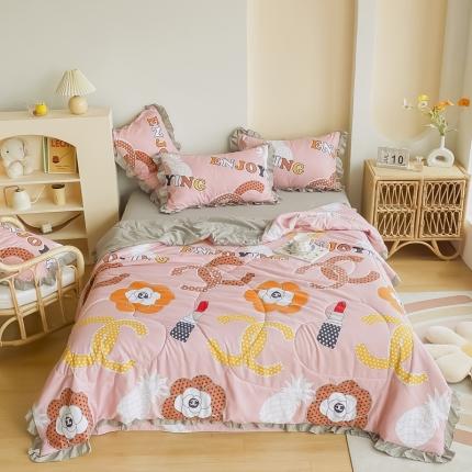 91家纺网 家纺一手货源 找家纺 眠屿 2021新款蚕丝棉夏被四件套 香香之家