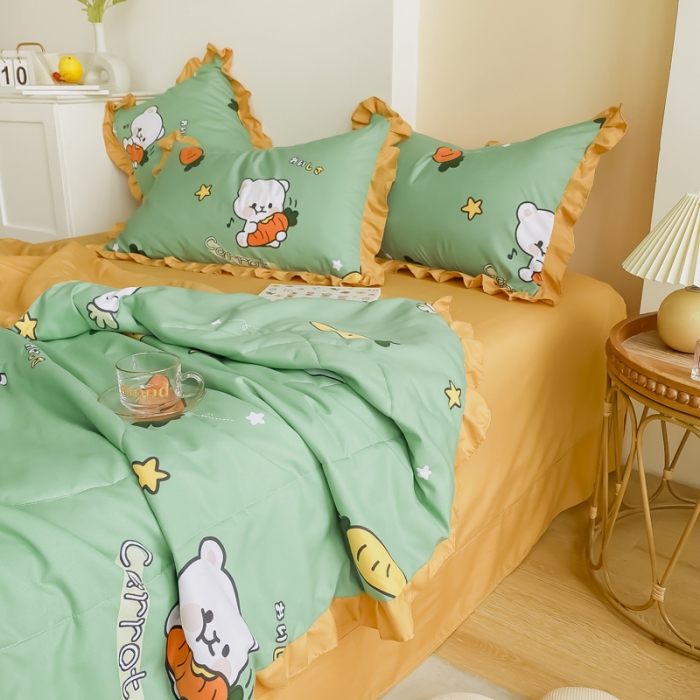 91家纺网 家纺一手货源 找家纺 眠屿 2021新款洛卡棉夏被四件套 熊宝宝