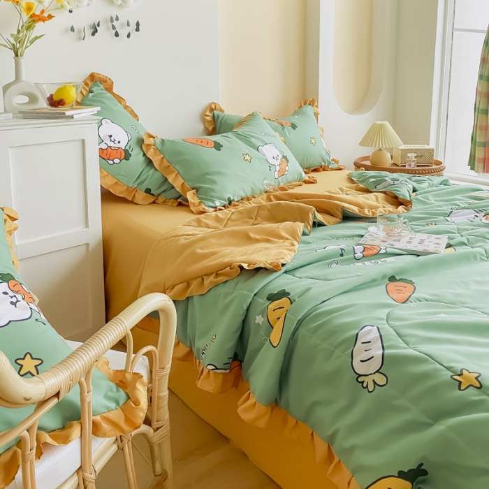 91家纺网 家纺一手货源 找家纺 眠屿 2021新款洛卡棉夏被四件套 熊宝宝