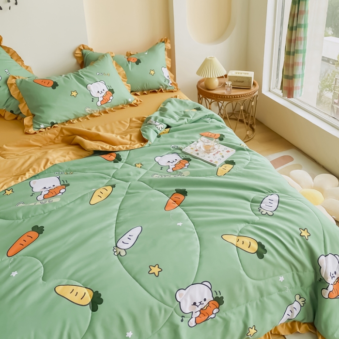 91家纺网 家纺一手货源 找家纺 眠屿 2021新款洛卡棉夏被四件套 熊宝宝