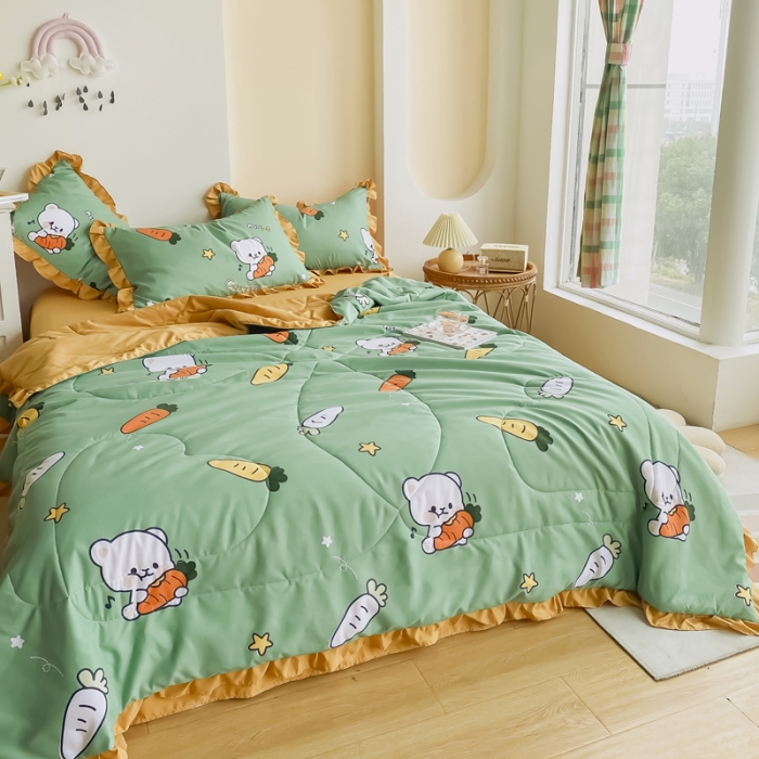 91家纺网 家纺一手货源 找家纺 眠屿 2021新款洛卡棉夏被四件套 熊宝宝