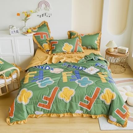 91家纺网 家纺一手货源 找家纺 眠屿 2021新款洛卡棉夏被四件套 字母时代