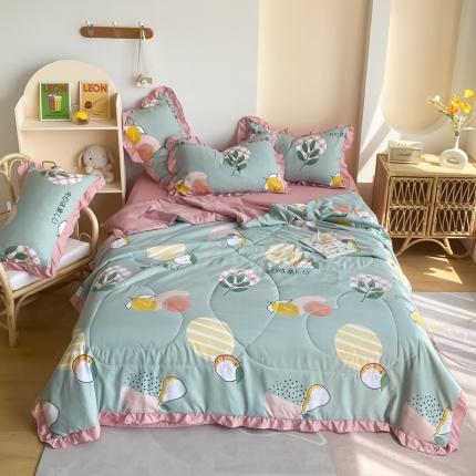 91家纺网 家纺一手货源 找家纺 眠屿 2021新款洛卡棉夏被四件套 果香