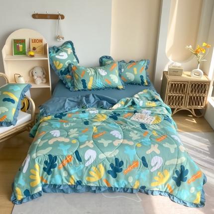 91家纺网 家纺一手货源 找家纺 眠屿 2021新款洛卡棉夏被四件套 七彩涂鸦