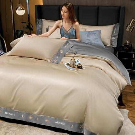 91家纺网 家纺一手货源 找家纺 蓝米卡夫 2021新款艾迪&amp;卡夫单被套 卡夫-香槟+绅士灰