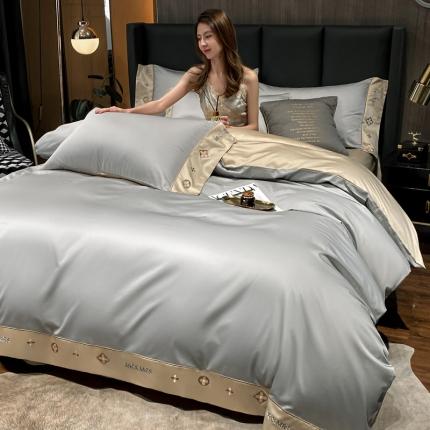 91家纺网 家纺一手货源 找家纺 蓝米卡夫 2021新款艾迪&amp;卡夫单被套 卡夫-银灰+香槟