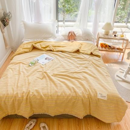 91家纺网 家纺一手货源 找家纺 寐居  2021新款水洗色织提花大豆纤维夏被 提花-柠檬黄