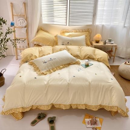 寐居 2021新款纯棉刺绣四件套 雏菊之恋-浅黄