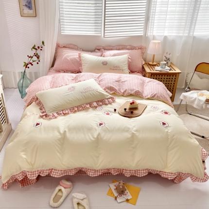 寐居 2021新款纯棉刺绣四件套 水果物语-浅黄