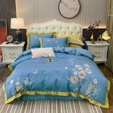 91家纺网 家纺一手货源 找家纺 星尚家纺 80支长绒棉雅韵系列 孔雀蓝