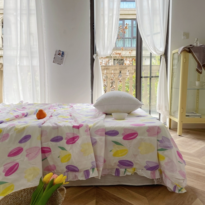 91家纺网 家纺一手货源 找家纺 （总）星期八 2021新款田园风奶油花边大豆夏被