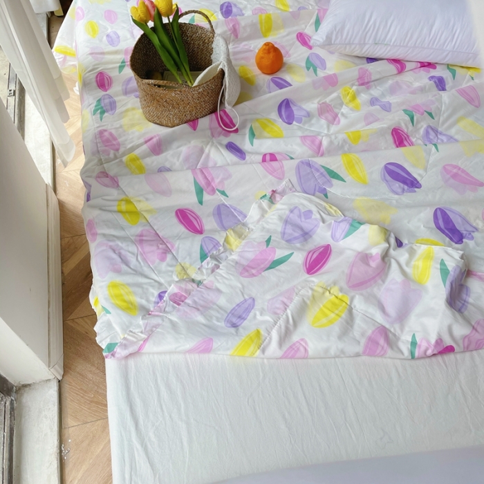 91家纺网 家纺一手货源 找家纺 （总）星期八 2021新款田园风奶油花边大豆夏被