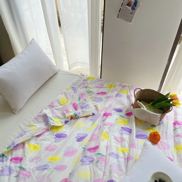 91家纺网 家纺一手货源 找家纺 （总）星期八 2021新款田园风奶油花边大豆夏被