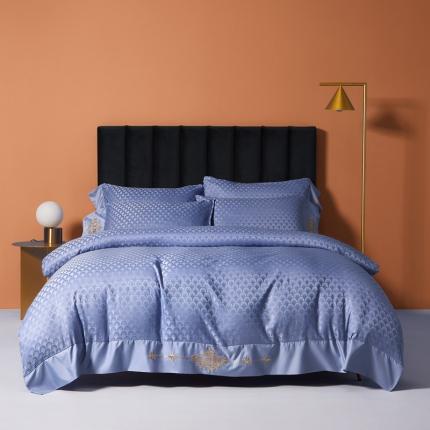 91家纺网 家纺一手货源 找家纺 （总）眠帛2021新款60S贡缎提花全棉轻奢风四件套