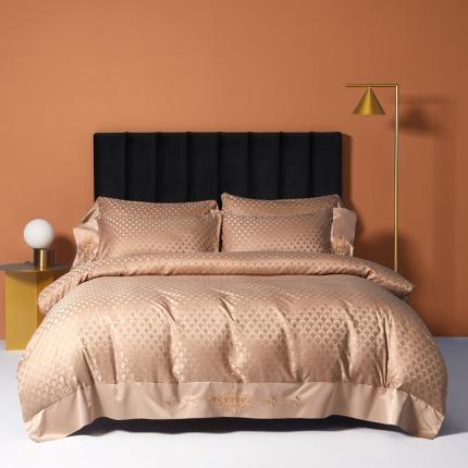 91家纺网 家纺一手货源 找家纺 （总）眠帛2021新款60S贡缎提花全棉轻奢风四件套