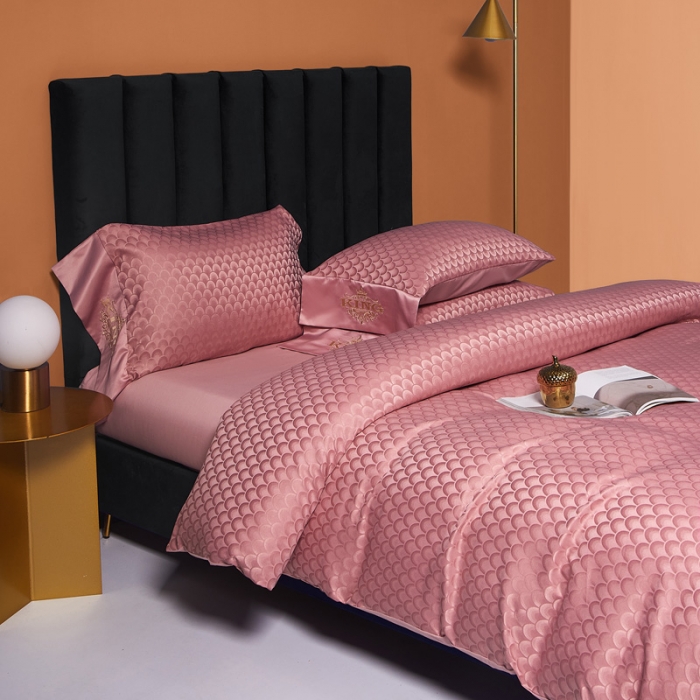 91家纺网 家纺一手货源 找家纺 （总）眠帛2021新款60S贡缎提花全棉轻奢风四件套