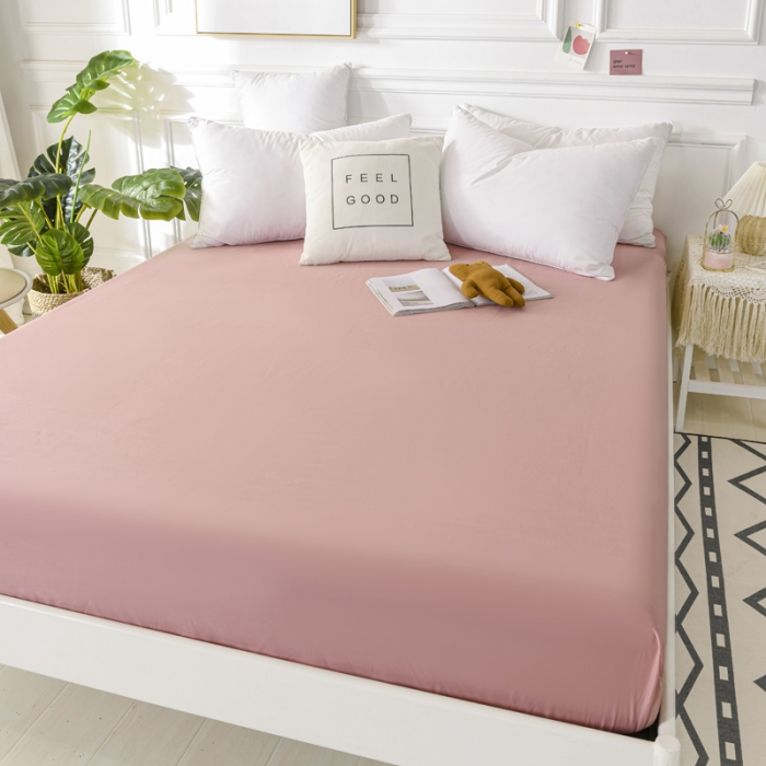 91家纺网 家纺一手货源 找家纺 极梦新款40支全棉床笠三件套喷气全棉枕套支持定制豆沙色