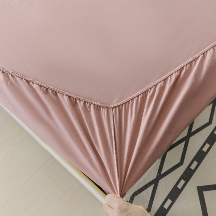 91家纺网 家纺一手货源 找家纺 极梦新款40支全棉床笠三件套喷气全棉枕套支持定制豆沙色