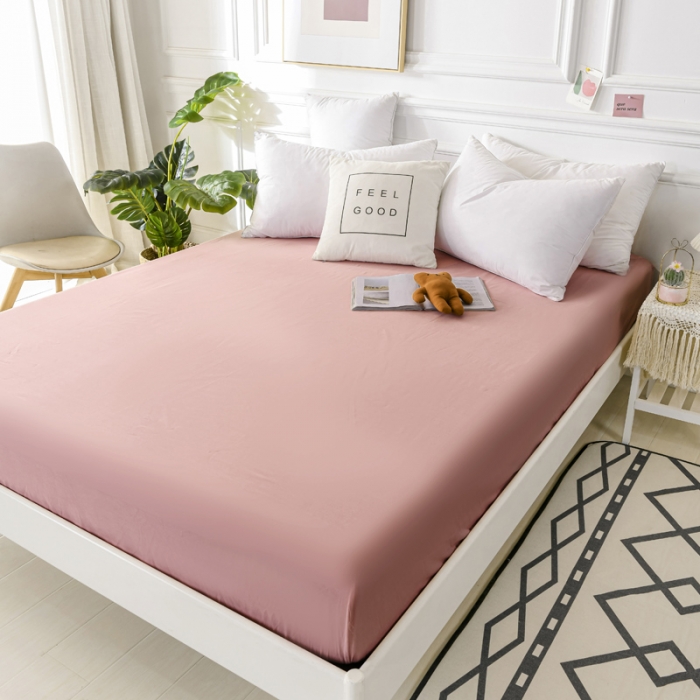 91家纺网 家纺一手货源 找家纺 极梦新款40支全棉床笠三件套喷气全棉枕套支持定制豆沙色