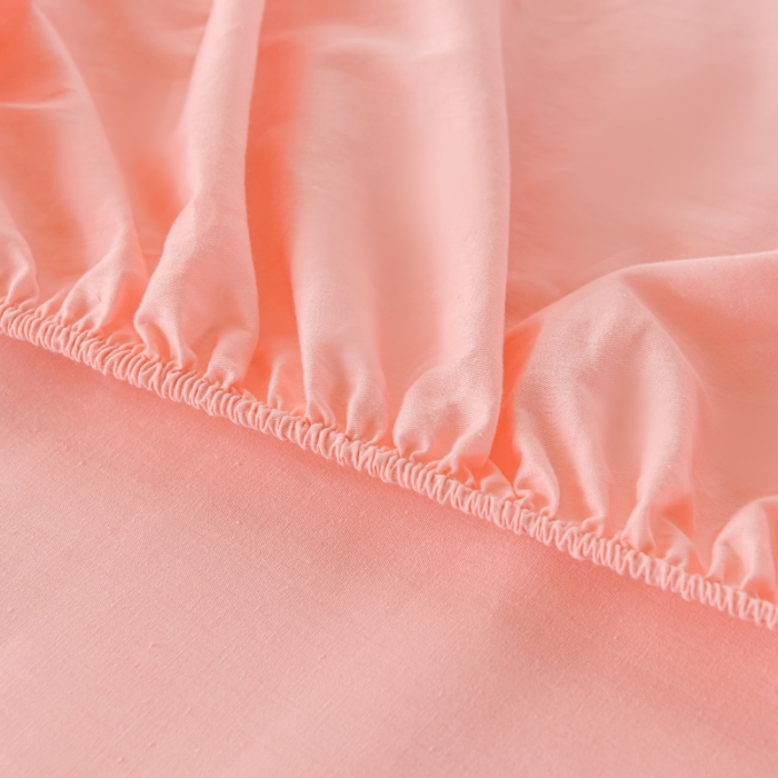 91家纺网 家纺一手货源 找家纺 极梦新款40支全棉床笠三件套喷气全棉枕套支持定制粉玉色