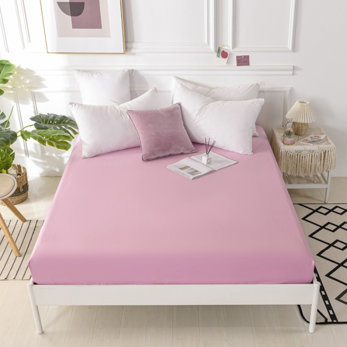 91家纺网 家纺一手货源 找家纺 极梦新款40支全棉床笠三件套喷气全棉枕套支持定制 粉紫色