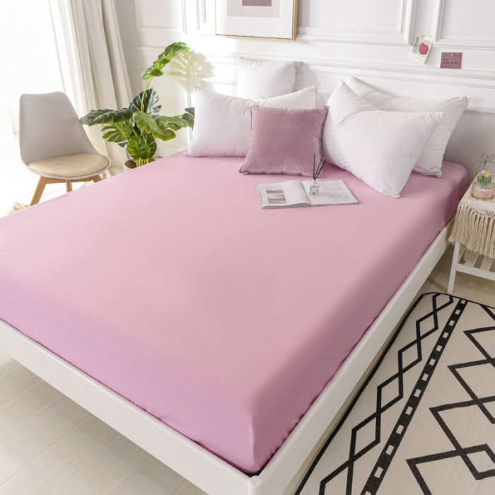 91家纺网 家纺一手货源 找家纺 极梦新款40支全棉床笠三件套喷气全棉枕套支持定制 粉紫色