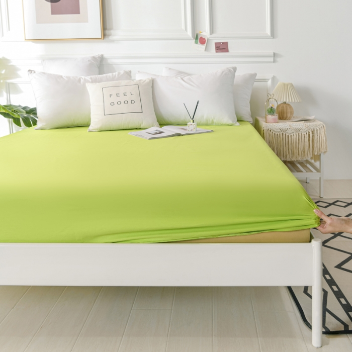 91家纺网 家纺一手货源 找家纺 极梦新款40支全棉床笠三件套喷气全棉枕套支持定制果绿色