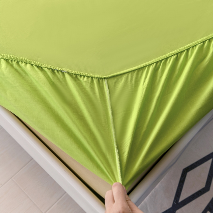 91家纺网 家纺一手货源 找家纺 极梦新款40支全棉床笠三件套喷气全棉枕套支持定制果绿色