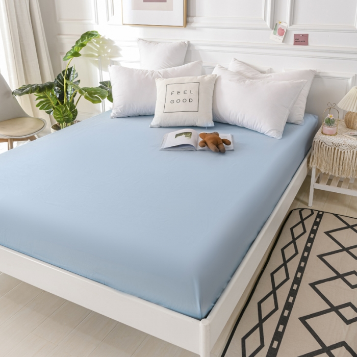 91家纺网 家纺一手货源 找家纺 极梦新款40支全棉床笠三件套喷气全棉枕套支持定制 浅蓝色