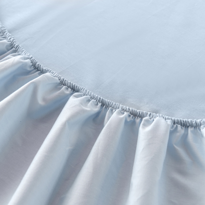 91家纺网 家纺一手货源 找家纺 极梦新款40支全棉床笠三件套喷气全棉枕套支持定制 浅蓝色