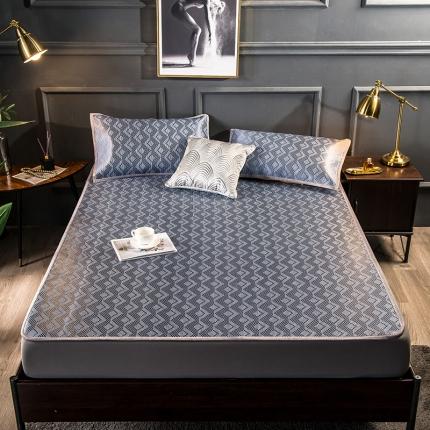 91家纺网 家纺一手货源 找家纺 恒爱2021新品床笠款提花冰藤席 半格-灰