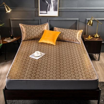 91家纺网 家纺一手货源 找家纺 恒爱2021新品床笠款提花冰藤席 半格-棕