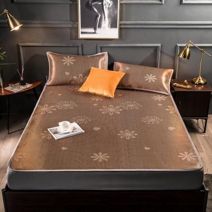 91家纺网 家纺一手货源 找家纺 恒爱2021新品床笠款提花冰藤席 蒲公英-红