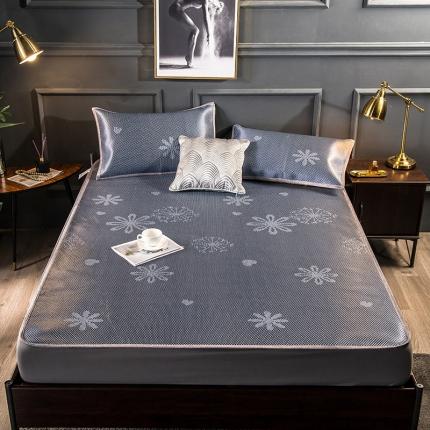 91家纺网 家纺一手货源 找家纺 恒爱2021新品床笠款提花冰藤席 蒲公英-灰