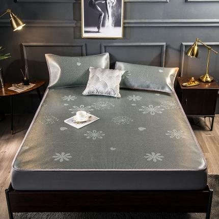 恒爱2021新品床笠款提花冰藤席 蒲公英-绿