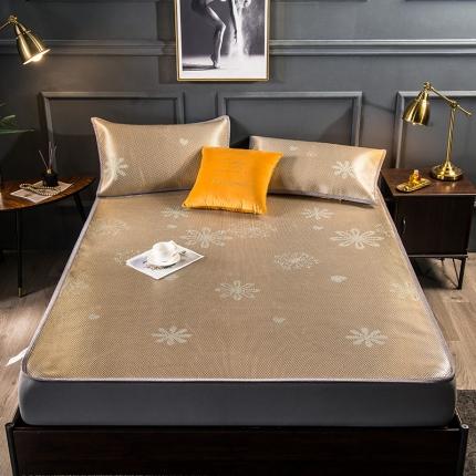 恒爱2021新品床笠款提花冰藤席 蒲公英-驼