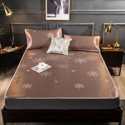 91家纺网 家纺一手货源 找家纺 恒爱2021新品床笠款提花冰藤席 蒲公英-棕