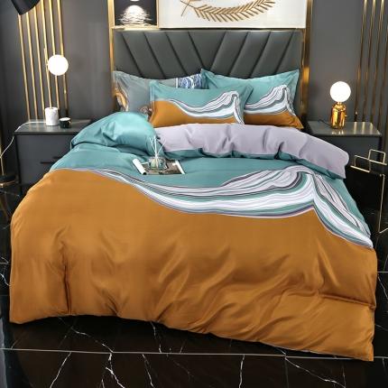 91家纺网 家纺一手货源 找家纺 羽梦 2021新款天丝大版花四件套 柏拉图