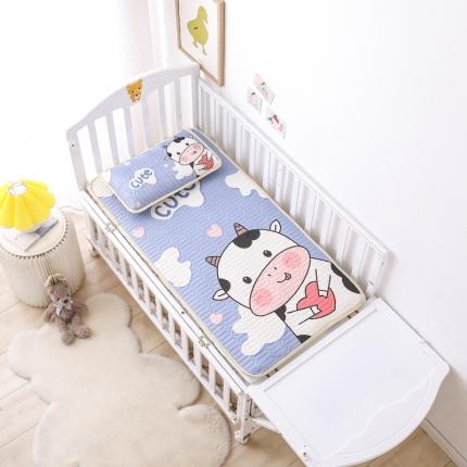 91家纺网 家纺一手货源 找家纺 嗨生活 2021年新款大版印花幼儿园凉席 开心奶牛