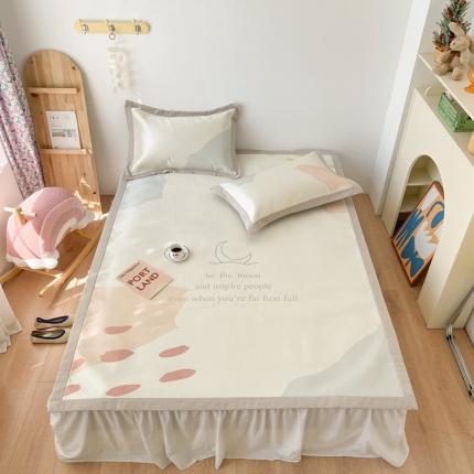 91家纺网 家纺一手货源 找家纺 时年 2021新款水洗养生冰丝凉席 北欧