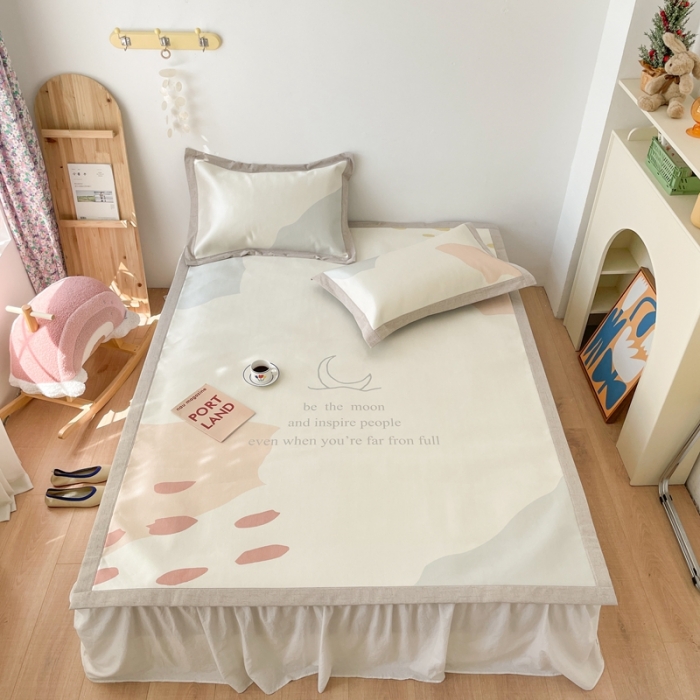 91家纺网 家纺一手货源 找家纺 时年 2021新款水洗养生冰丝凉席 北欧